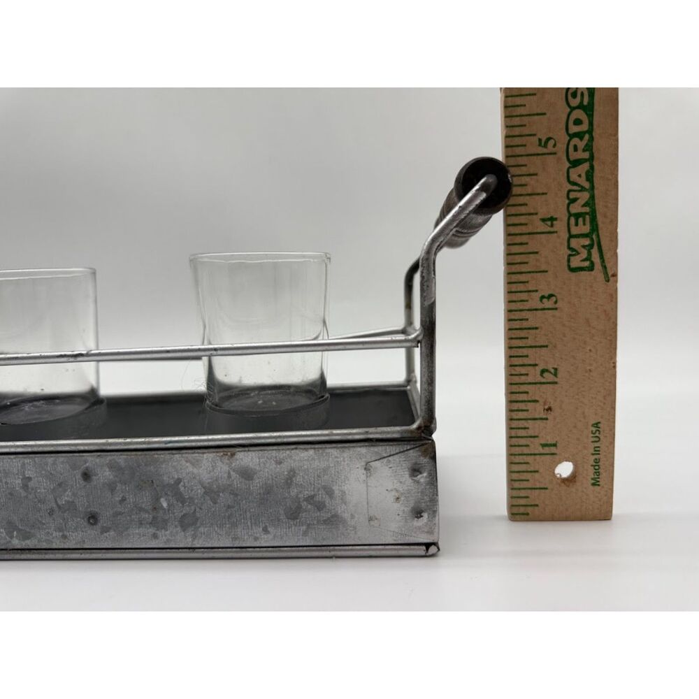 Metal tray with handles 3 votive candle holder decor - Picture 4 of 9